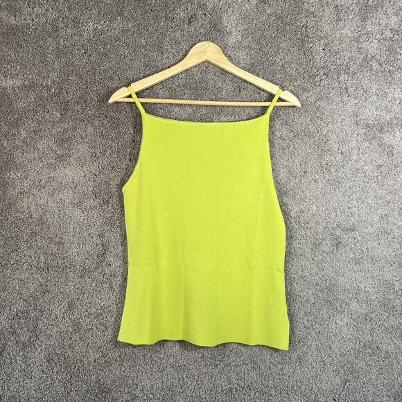 Vince Camuto Women’s Medium Key Lime Green Ribbed Cami Top Spaghetti Strap - Picture 1 of 10